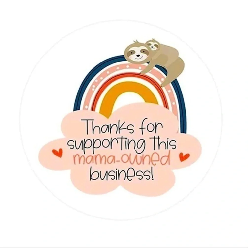 40 Sloth Thank You Mama Owned Business Stickers!